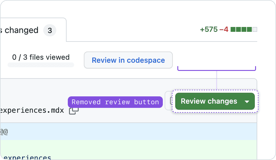 Request changes button hidden.