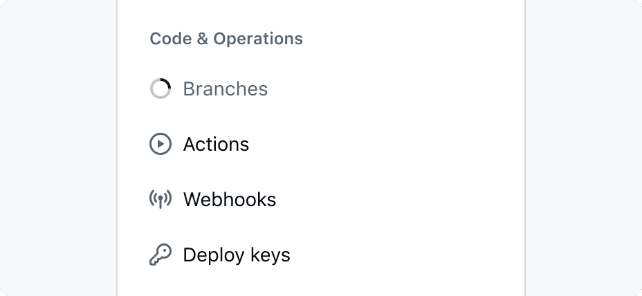 An ActionList with the first item in a loading state