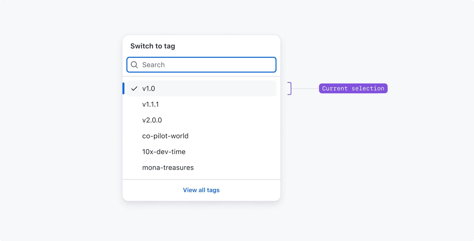 Select panel showing the first item selected by default